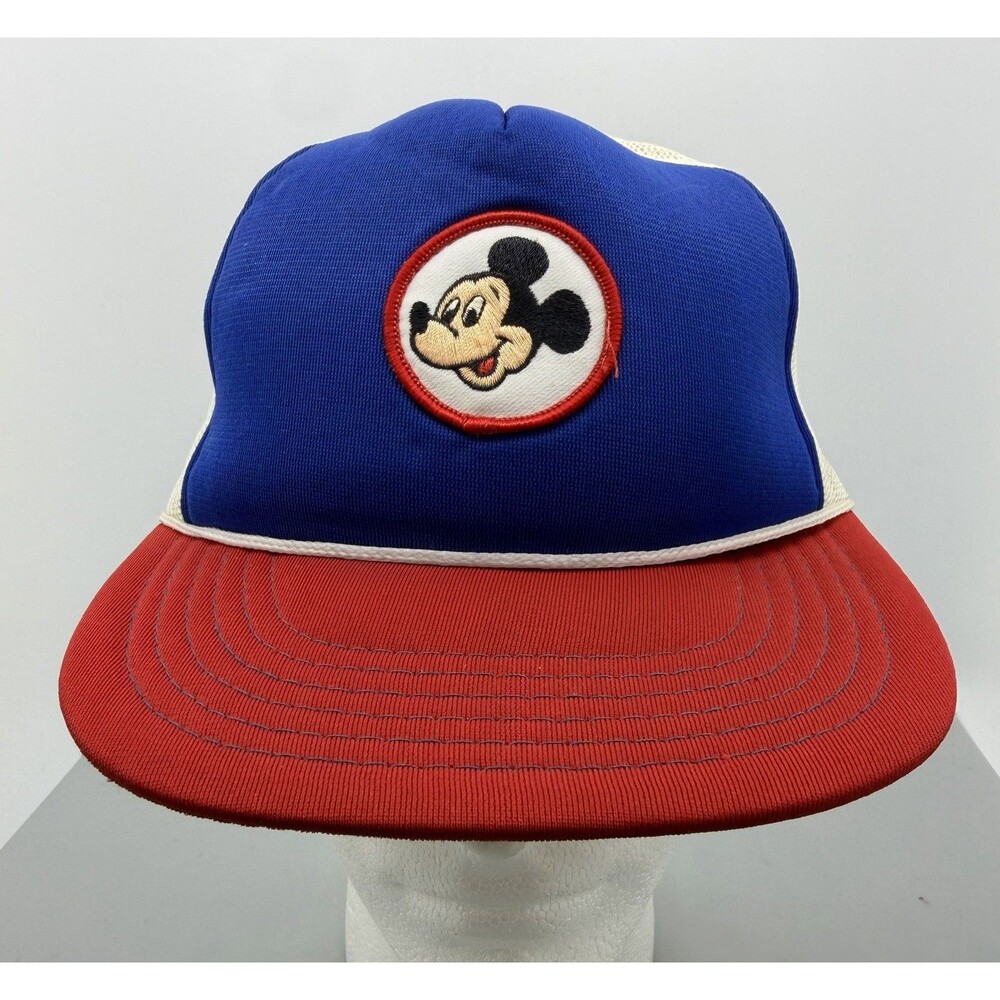 Vintage WALT DISNEY Production Mickey Mouse Patch Dad Trucker Hat Disney Land